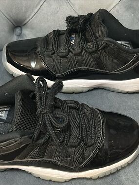 Jordan 11 Kids Black Patent Low-Top Sneakers with White Sole